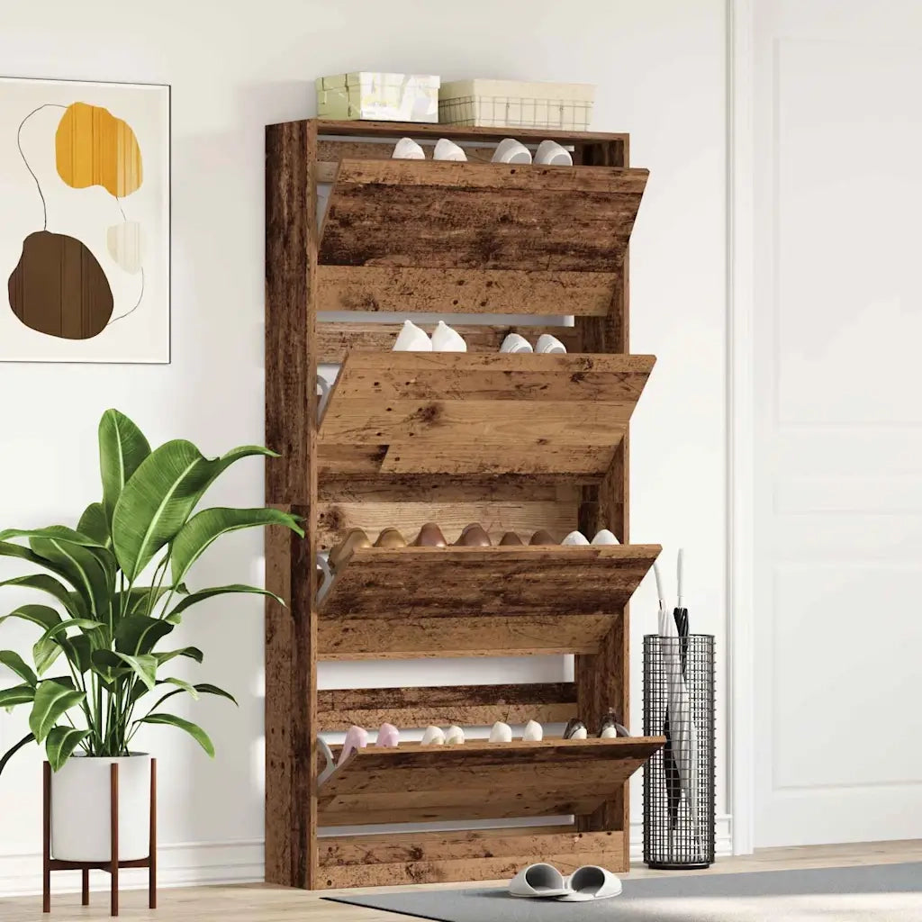 Mobile per scarpe con porta-Scarpiera Legno vecchio 80 x 21 x 163,5 cm