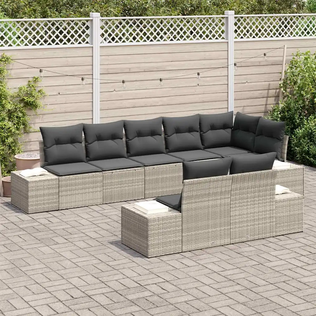 Set Divano da Giardino 8 pcs Grigio chiaro Poly Rattan 3355781