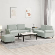 Set di Divani 3 pz con Cuscini Grigio Chiaro in Velluto 3202220