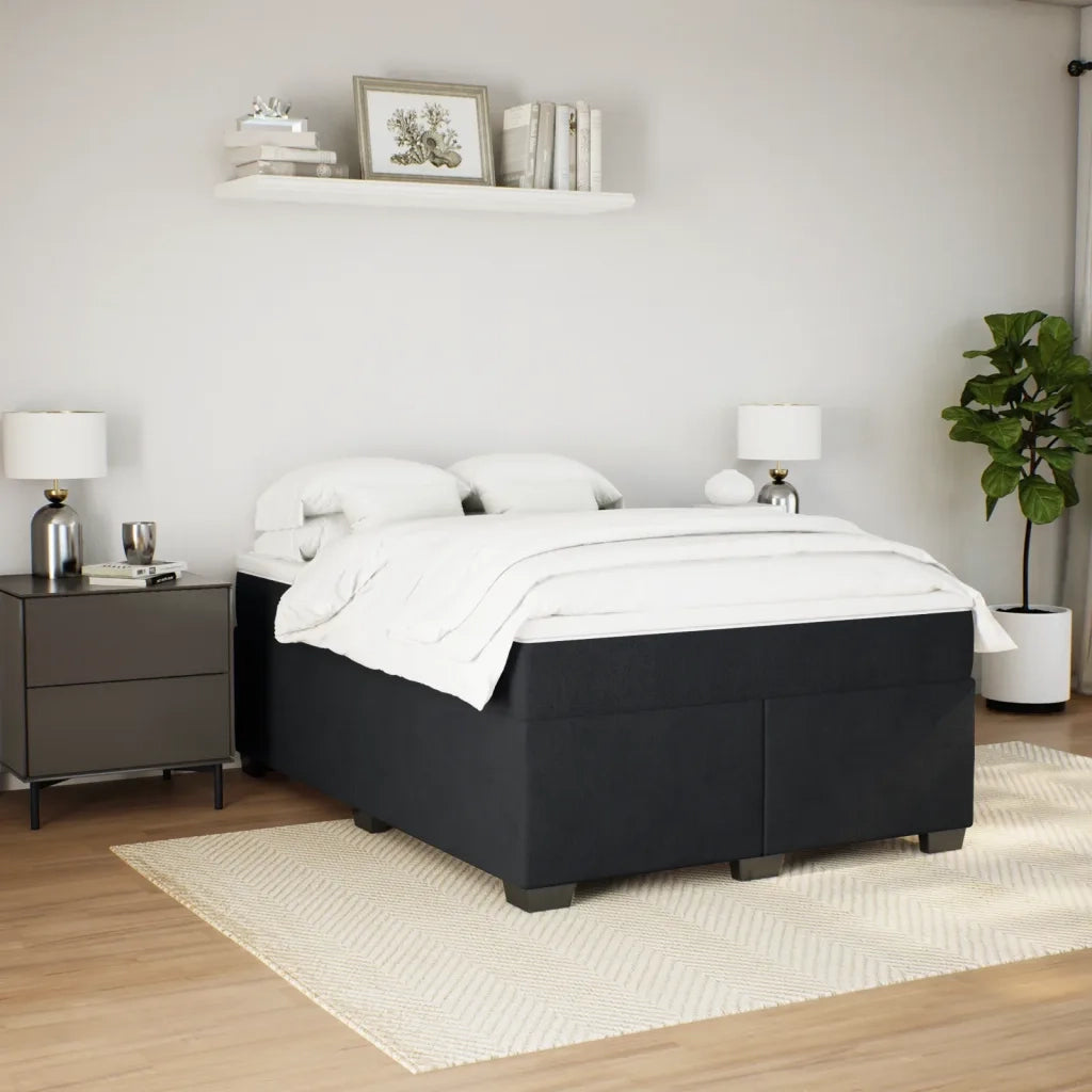 Giroletto a Molle con Materasso Nero 160x200 cm in Velluto