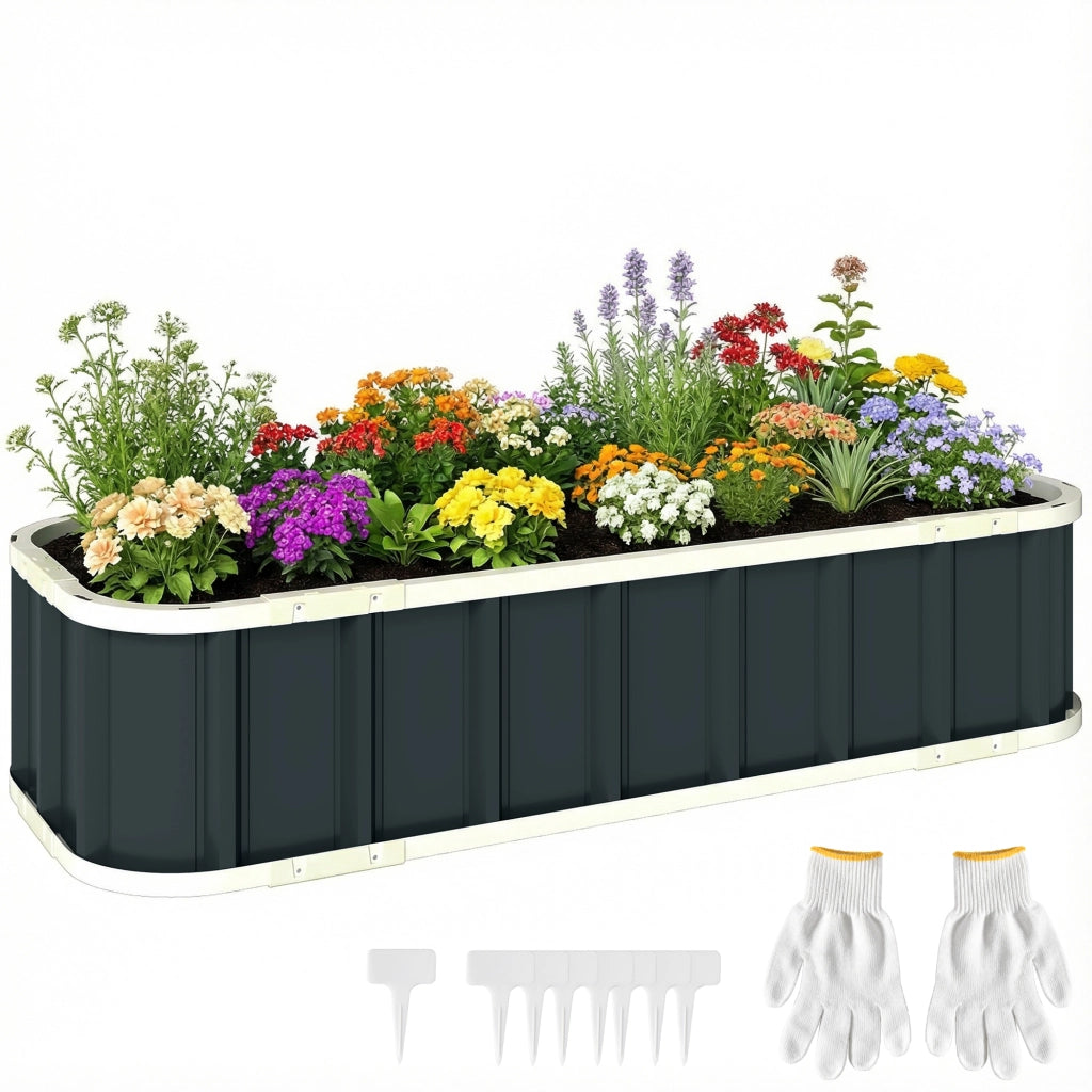 Hochbeet in Acciaio ¨C Minimal ¨C 136x52x31 cm Grigio Scuro
