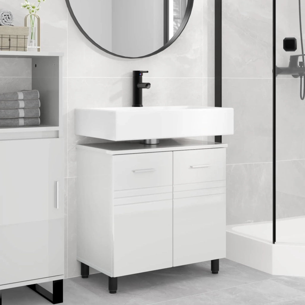 Mobiletto da Bagno | Armadio da bagno Bianco Lucido 60 x 35 x 60 cm