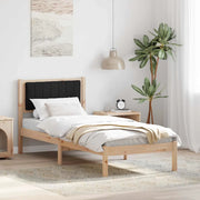 Letto con Testiera Rivestita-Struttura Letto con Testiera Nero 80 x 200 cm Pino massello 762141
