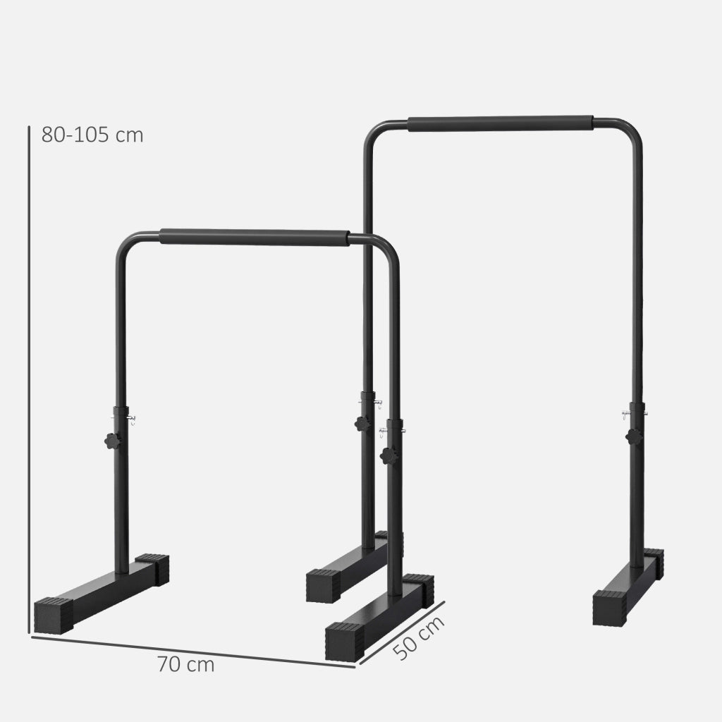 Set 2 Barre per Dip ¨C Minimal ¨C Acciaio Nero, 70x50x80-105 cm
