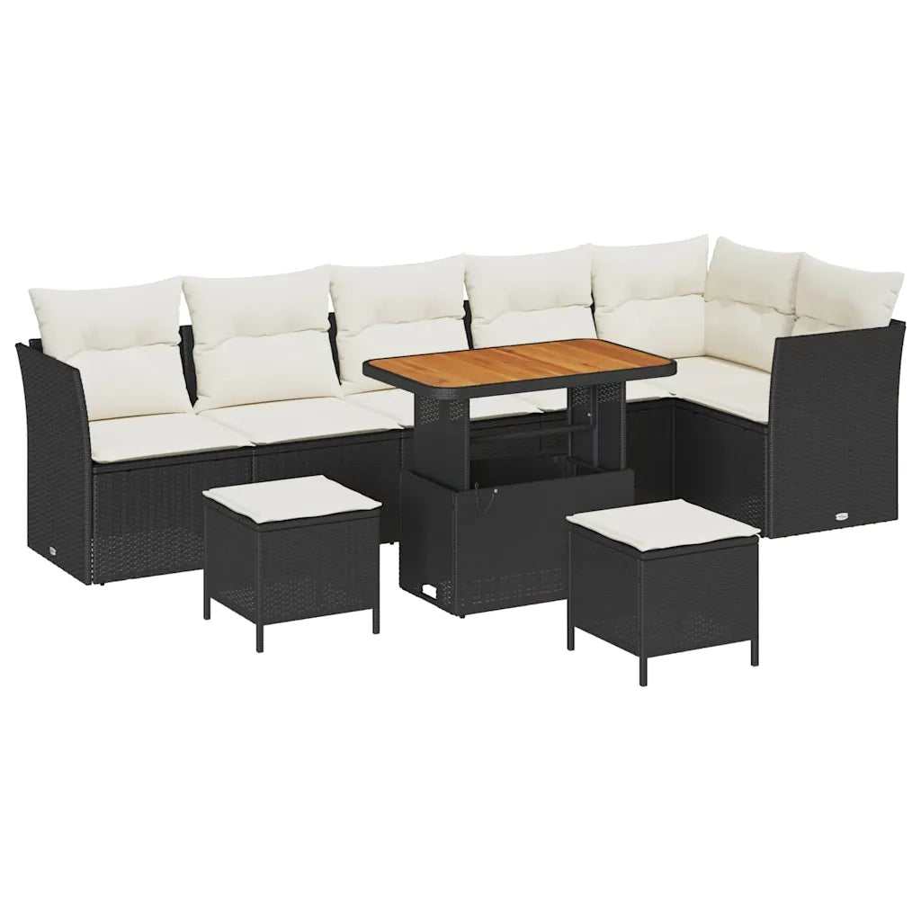 Set Divano da Giardino 9 pcs Nero polyrattan 3361505
