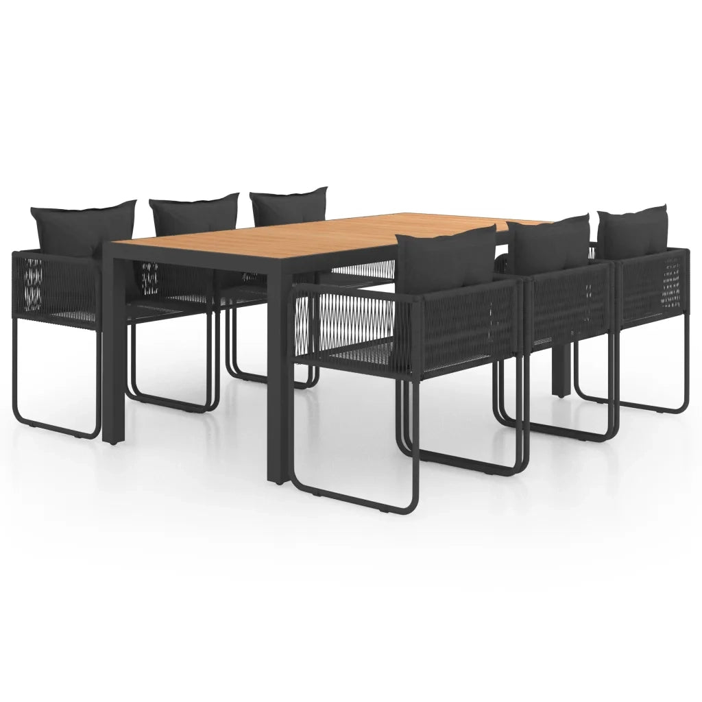 Set da Pranzo da Giardino 7 pz in Rattan PVC Nero e Marrone