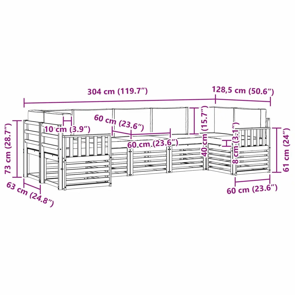 Set divano sezionale con cuscino 7 pcs Grigio Naturale e Chiaro 3375401