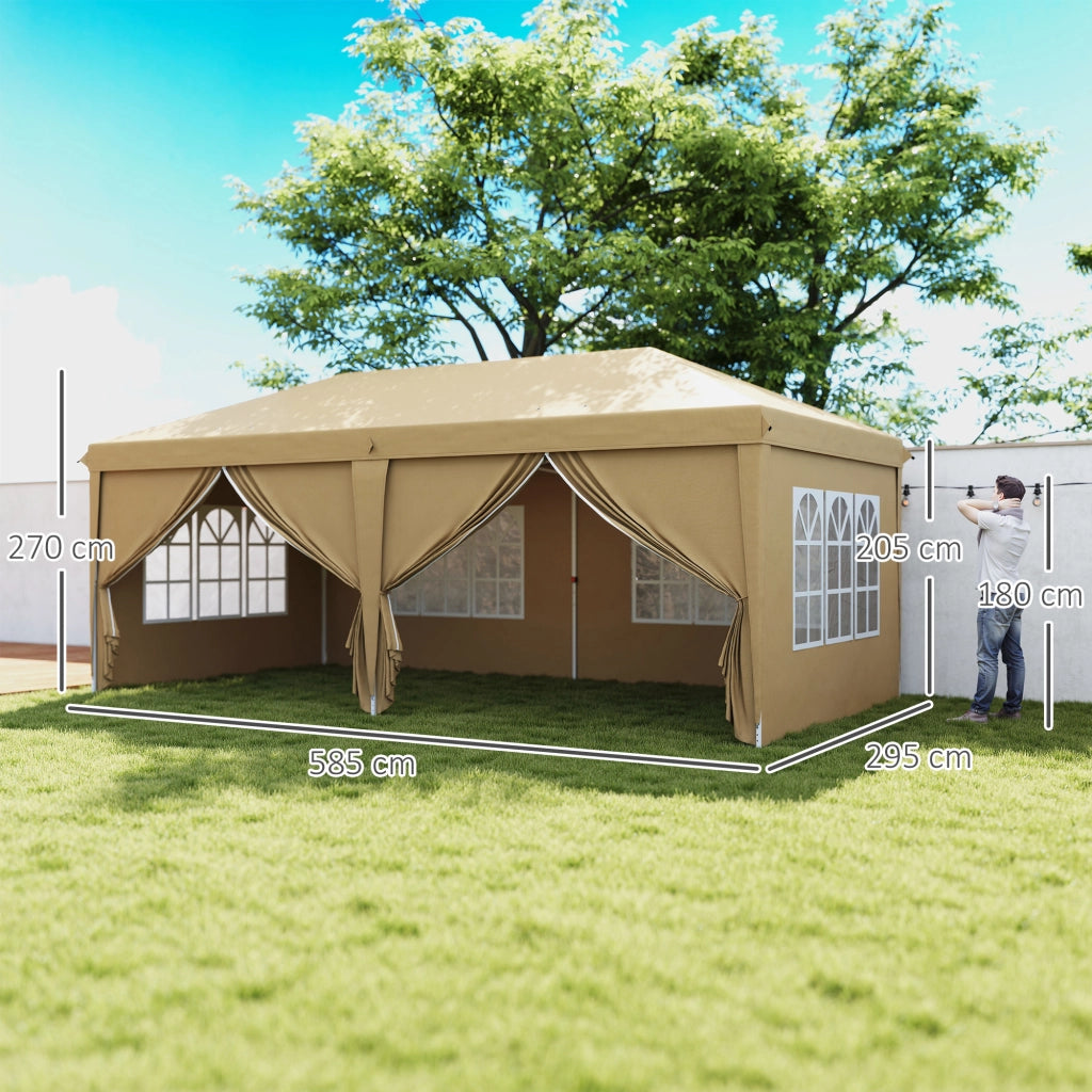 Gazebo pieghevole pop-up impermeabile 6x3x2,7m - Xylo - 4 pareti laterali rimovibili 4 finestre verde