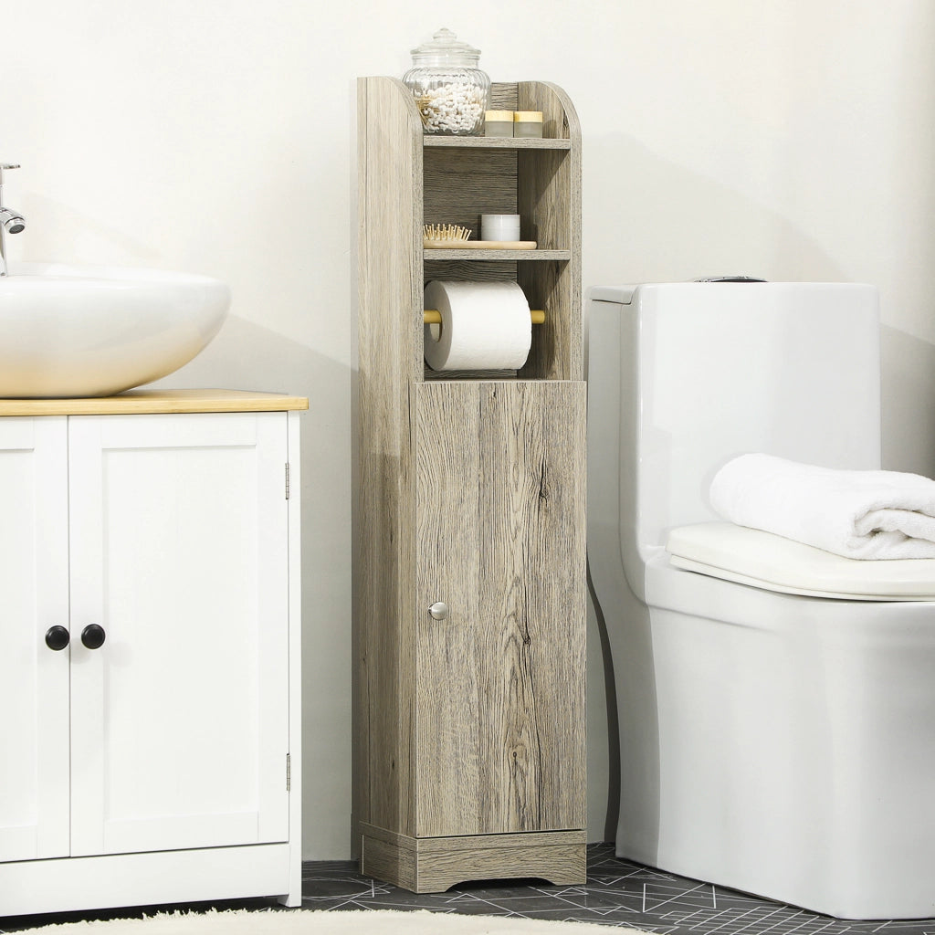 Mobile Bagno con Armadietto e 2 Ripiani ¨C Zephmum ¨C Grigio Truciolato 23x18x100cm