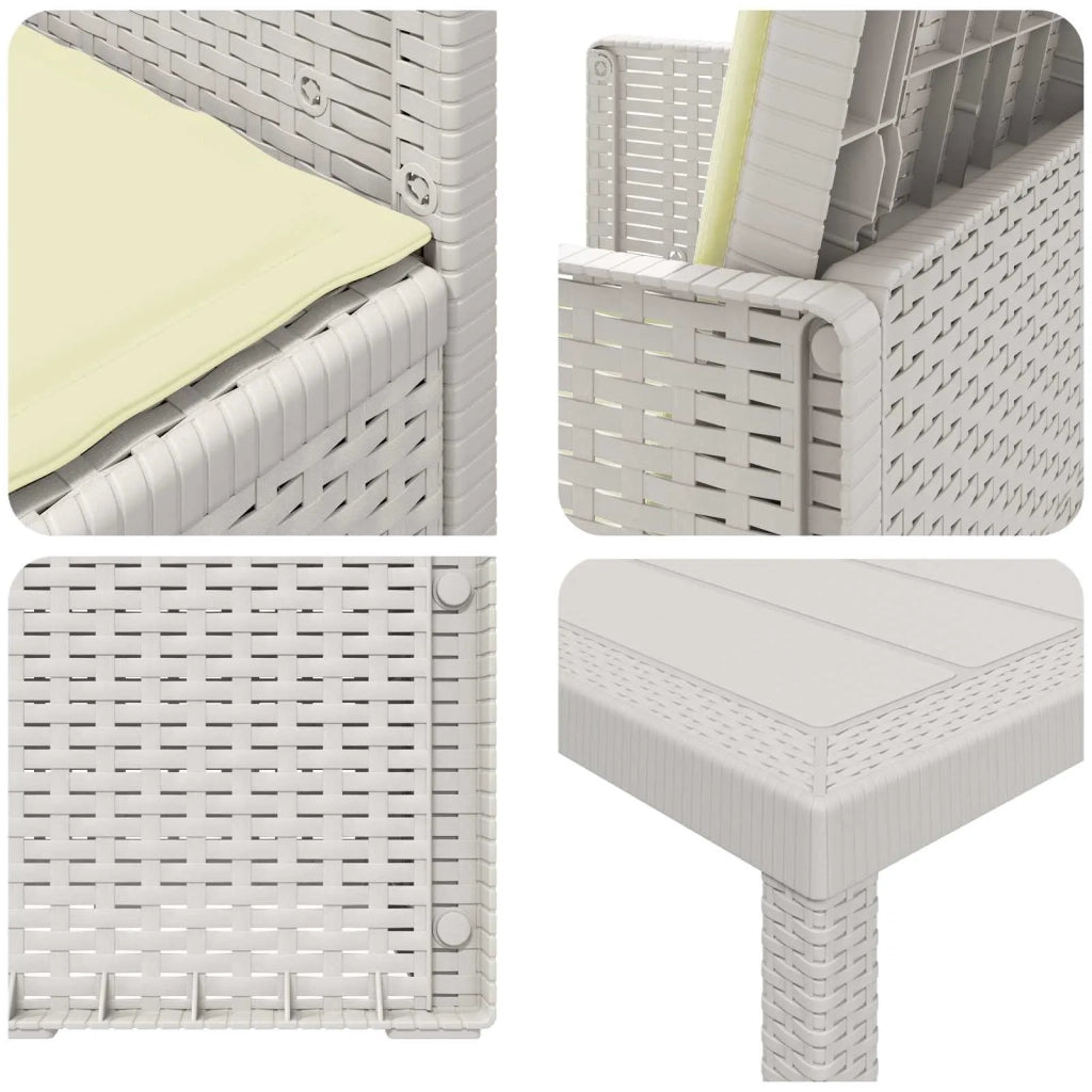 Set da Pranzo per Giardino con cuscino 5 pcs Bianco e Crema PP