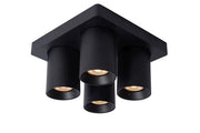Lucide Nigel plafoniera quadrata nera 4xGU10 dimmerabile 2200K