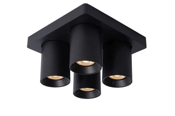 Lucide Nigel plafoniera quadrata nera 4xGU10 dimmerabile 2200K