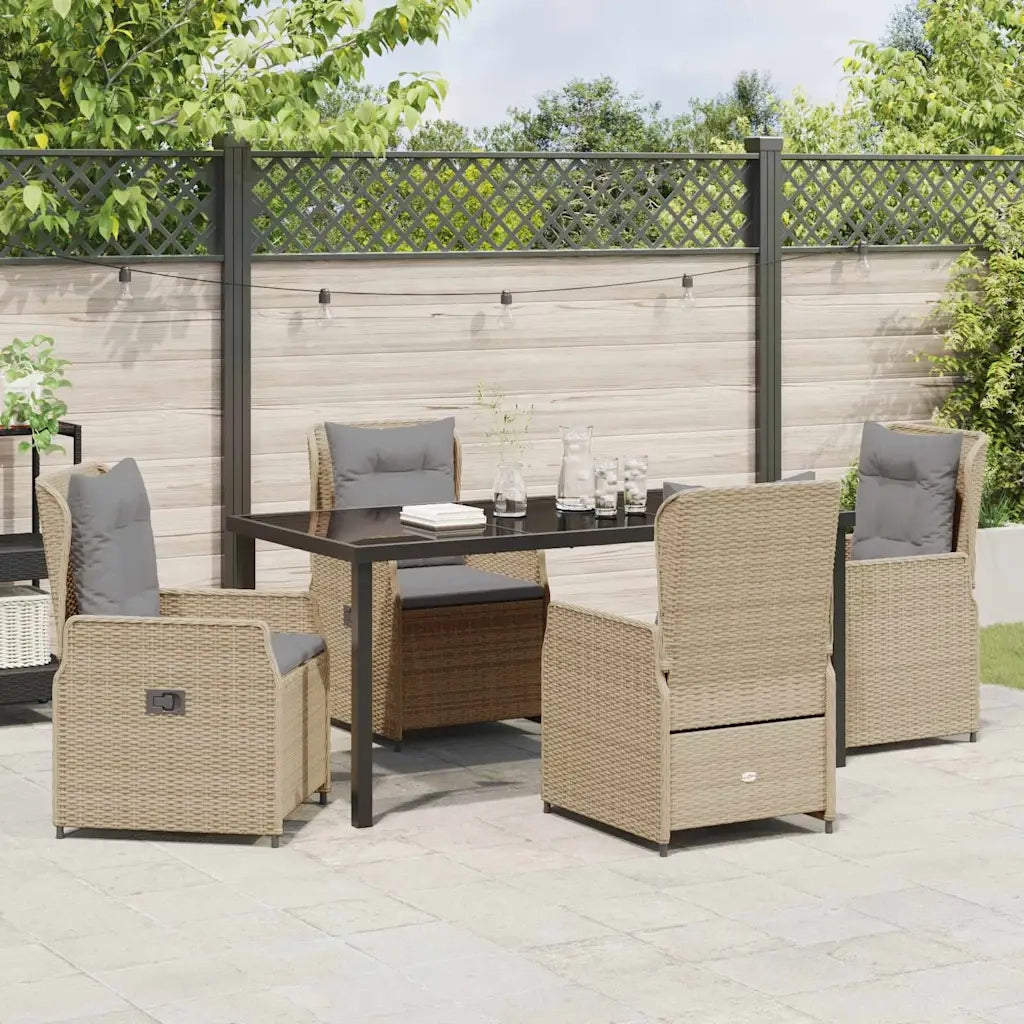 Set da Pranzo per Giardino 5 pcs Beige e Grigio Chiaro