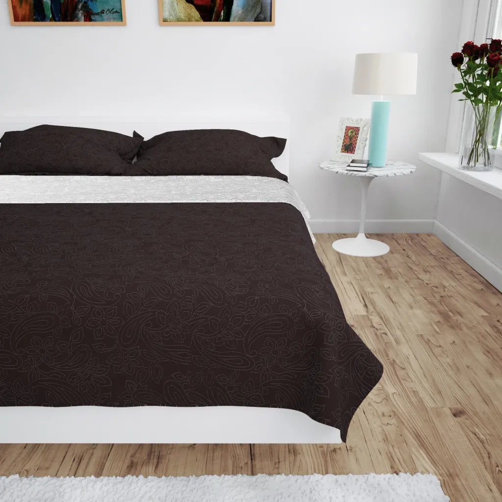 Copriletto Double-Face Trapuntato 170x210 cm Crema e Marrone 132962