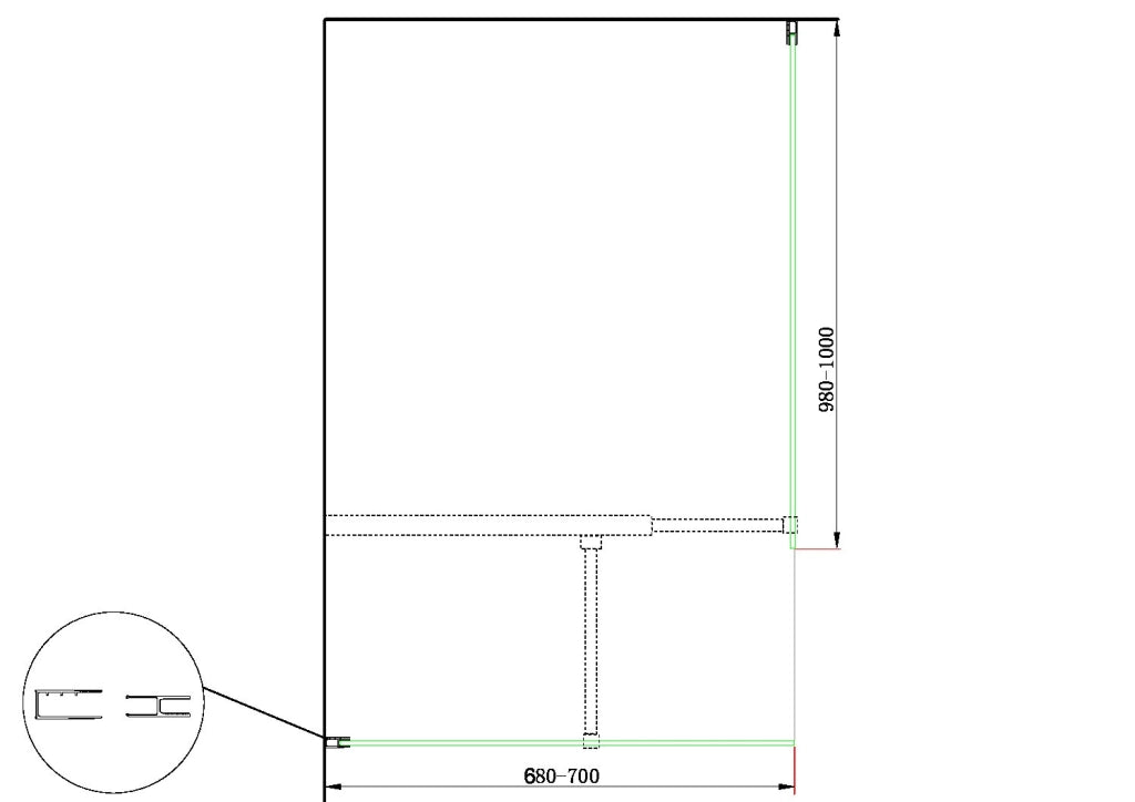 Doppia Parete Doccia Walk-in Con Braccio Di Sostegno Superiore a T Vetro 8 mm Reversibile 68-70 x 98-100 H 200 cm