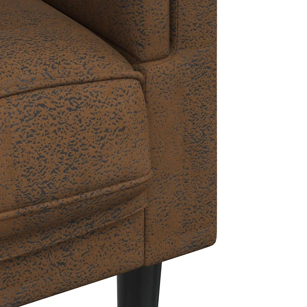 Divano a 2 Posti con Cuscini-Sofa 2 Posti con Cuscini Marrone in Similpelle Scamosciata