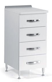 Cassettiera 4 cassetti 40cm bianco frassino