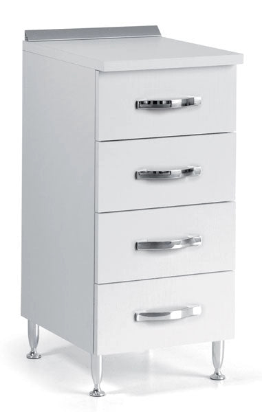 Cassettiera 4 cassetti 40cm bianco frassino