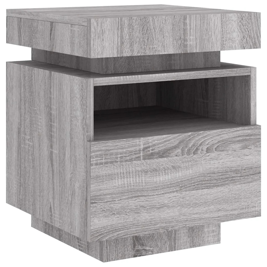 Comodini con Luci LED 2pz Grigio Sonoma 40x39x48,5 cm 836795