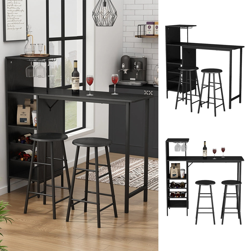 Vicco Set di tavoli da bar Nero 121.5 x 40 cm con 2 sgabelli