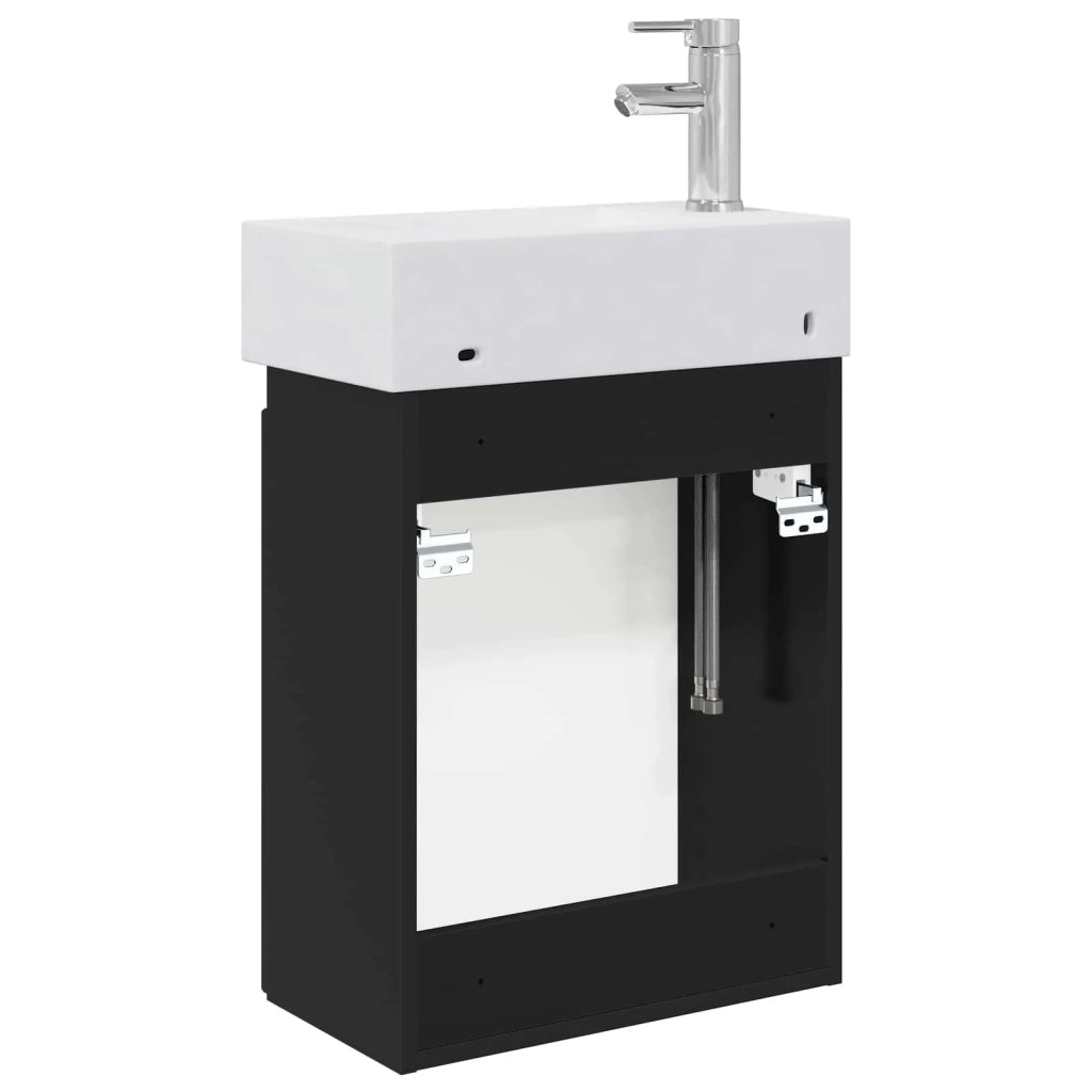Mobile bagno con rubinetto Nero 45,5 x 25,5 x 84 cm 889482