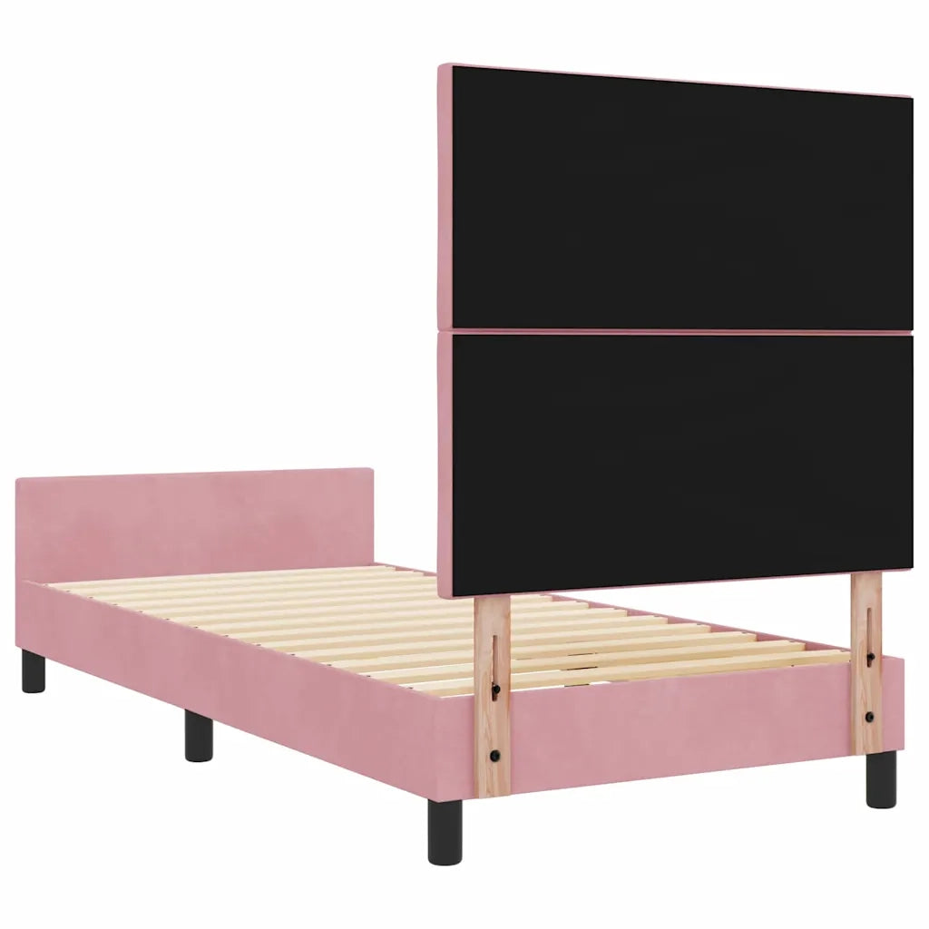 Letto a molle con testiera Rosa 90 x 190 cm Velluto 3344980