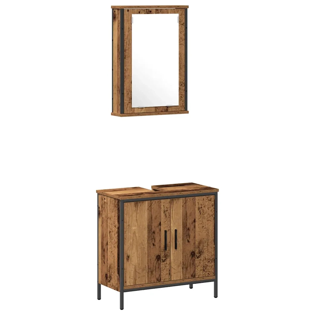 Set di mobili per il bagno 2 pcs Marrone Legno multistrato 3332515