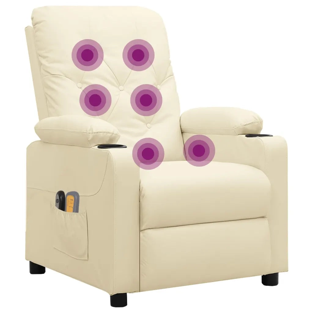Poltrona Massaggiante Elettrica Crema Similpelle 3098873