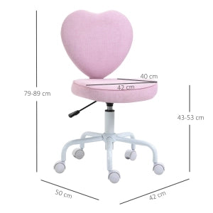 SEDIA Girevole a Cuore Altezza Regolabile 40x50x89 cm Rosa