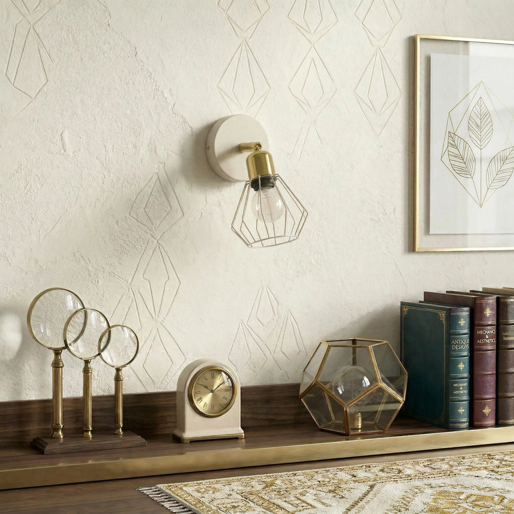 Applique industriale Parkla 1xE27 beige/oro Luminex