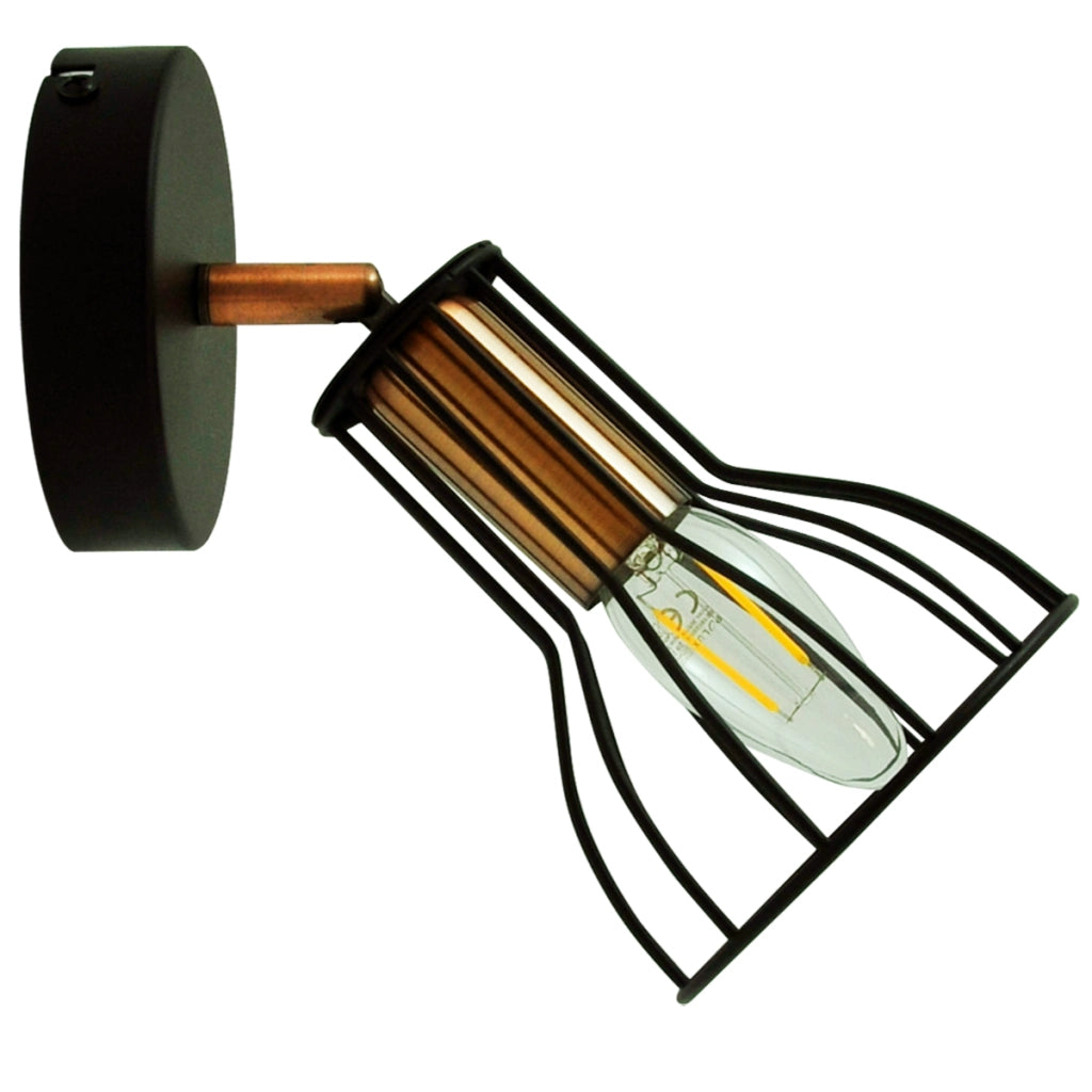 Applique orientabile SOFIA 1 luce nero/rame E14 Polux