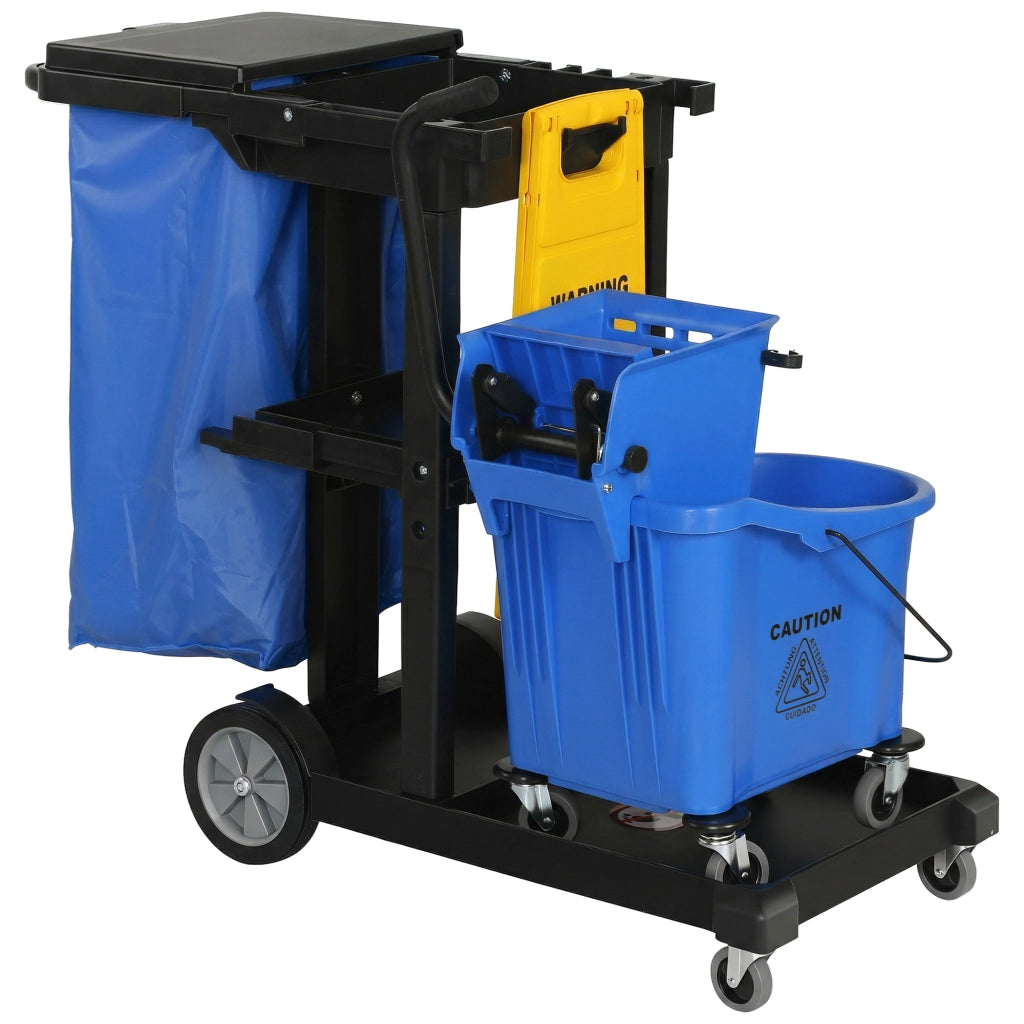 Carrello per Pulizia con 3 Ripiani e Secchio ¨C Minimal ¨C Blu