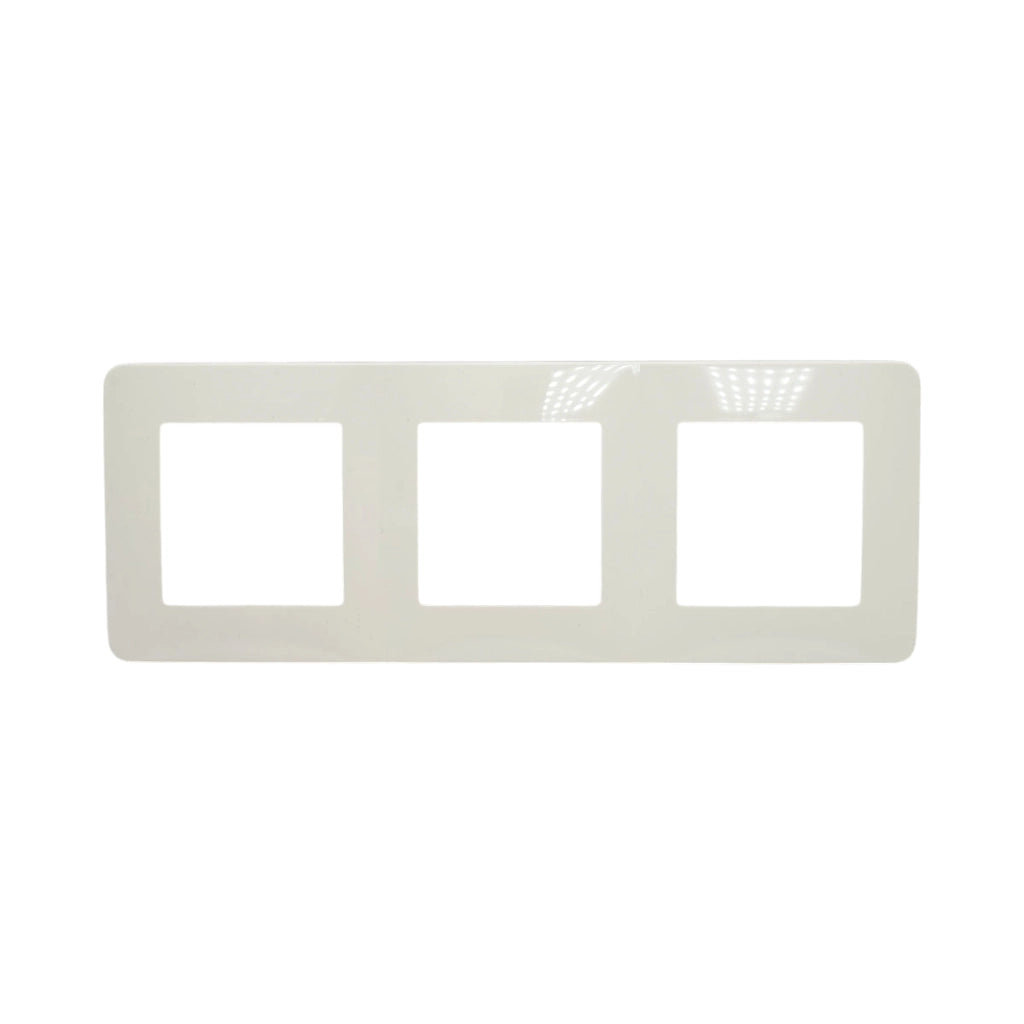 Cornice tripla bianca in PC per presa e interruttore 225x83 mm