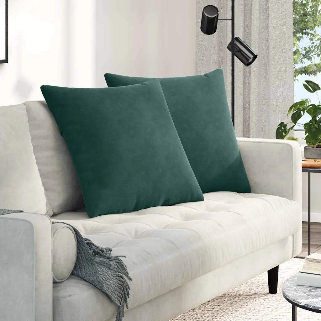 Cuscini da Divano 2 pcs Verde Scuro 80 x 80 cm Tessuto in Cords 42014059