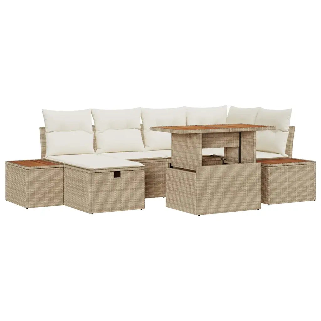 Set Divano da Giardino 7 pcs Beige polyrattan 3361413