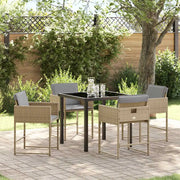 Set da Pranzo per Giardino 5 pcs Beige polyrattan
