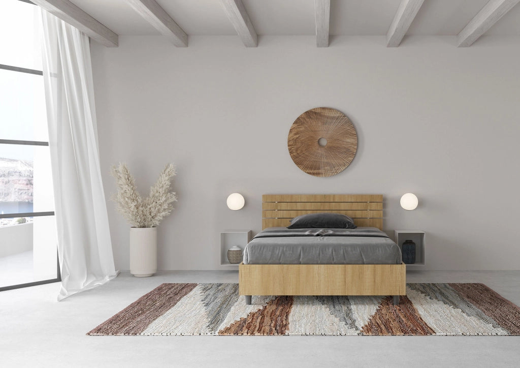 BS COM Letto una piazza e mezza contenitore 120x190 testata dritta con doghe quercia
