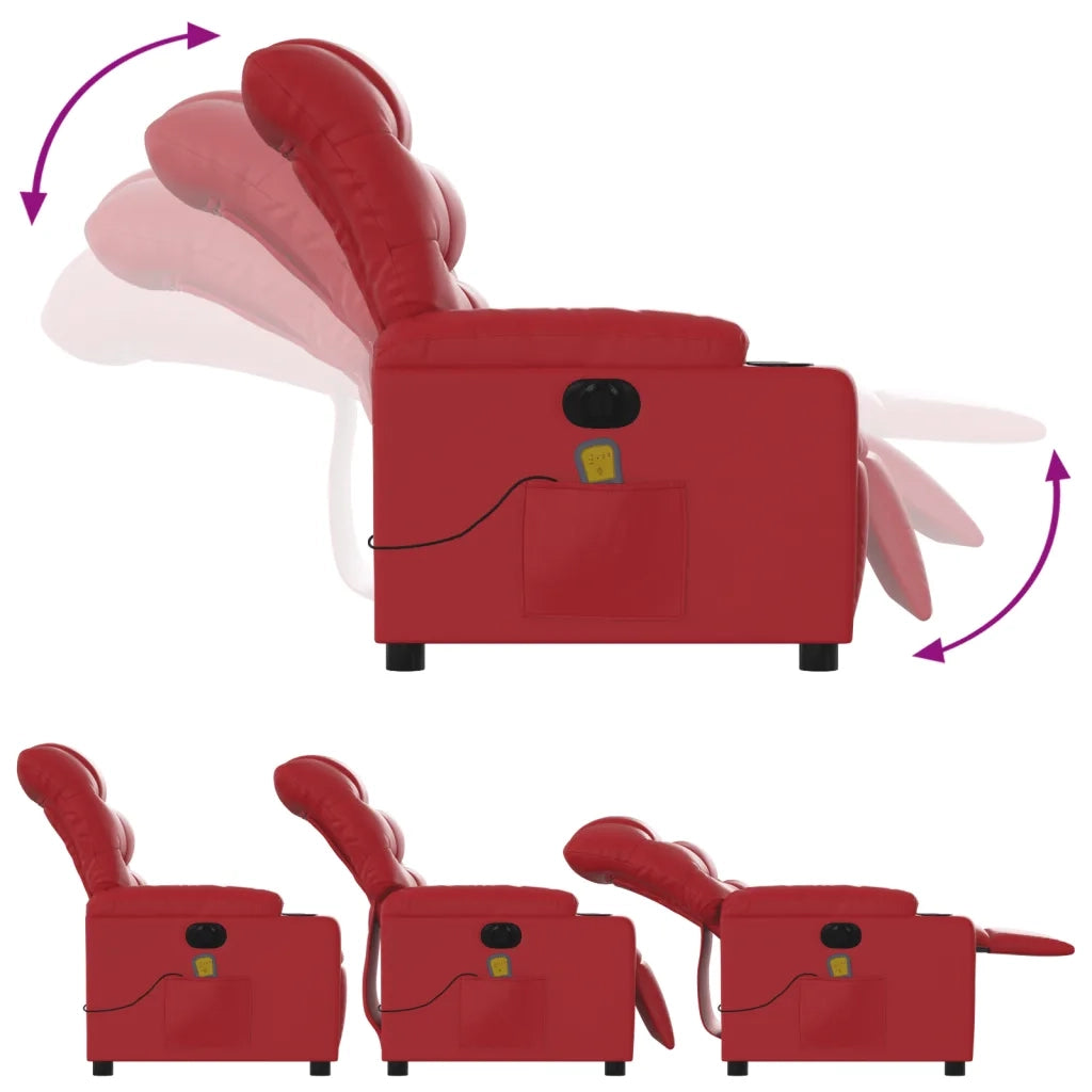 Poltrona Massaggio Elettrica Reclinabile Rosso Similpelle 3206597