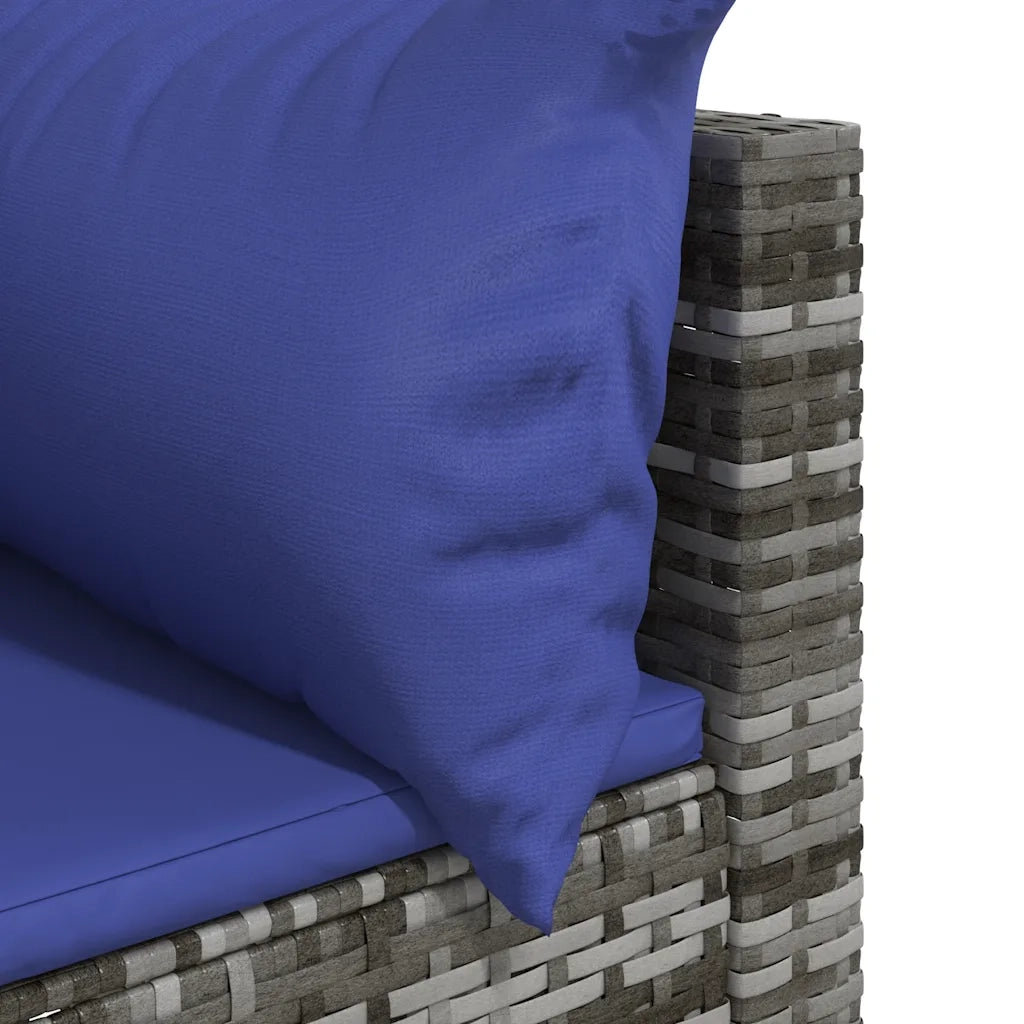 Divano Angolare da Giardino con Cuscini in Polyrattan Grigio 319841