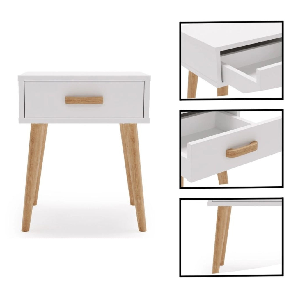 Comodino Luna bianco in stile scandinavo