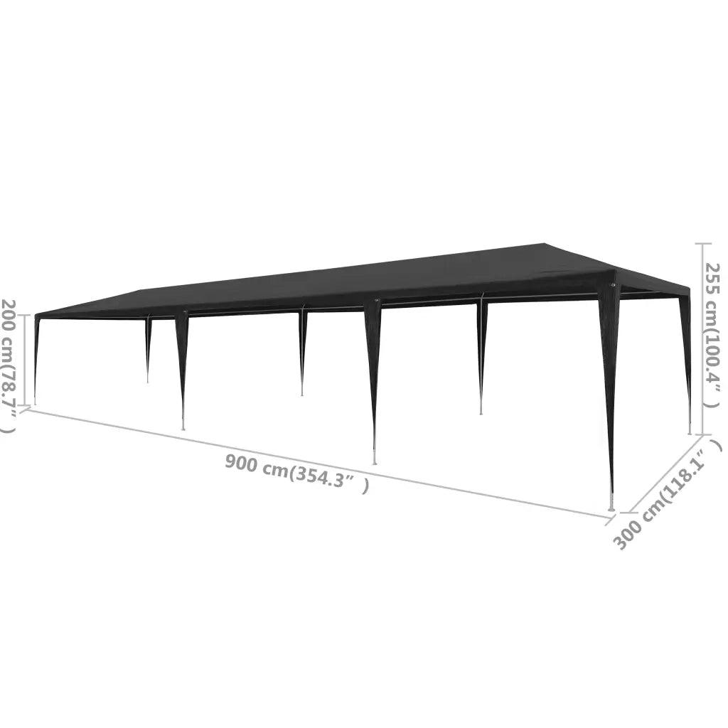 Tenda per Feste-Tenda Gazebo 3x9 m in PE Antracite