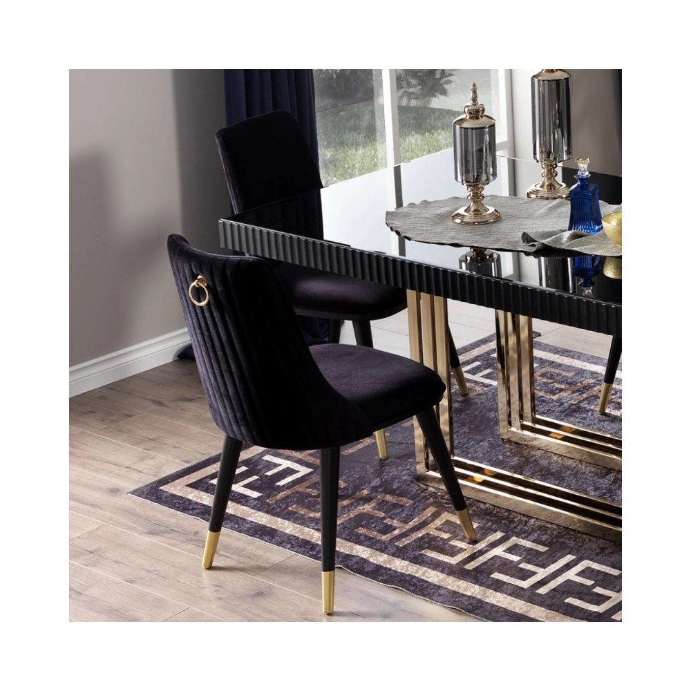 Set 2 sedie da pranzo Akustik Simphony velluto colore nero