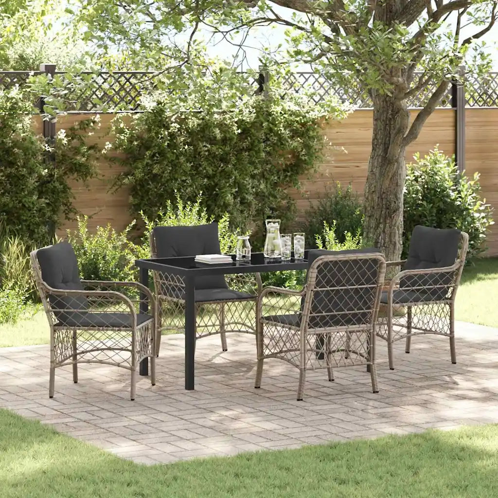 Set da Pranzo per Giardino 5 pcs Grigio chiaro polyrattan