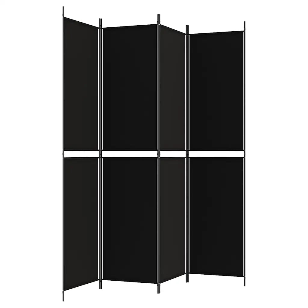 Divisorio Ambienti | Divider per stanze | Paravento a 4 Pannelli Nero 200x220 cm in Tessuto