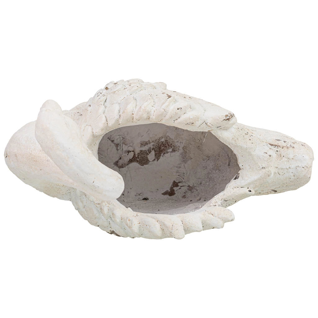 Vaso in resina bianca a forma di cigno, 41x21,5x40,5 cm