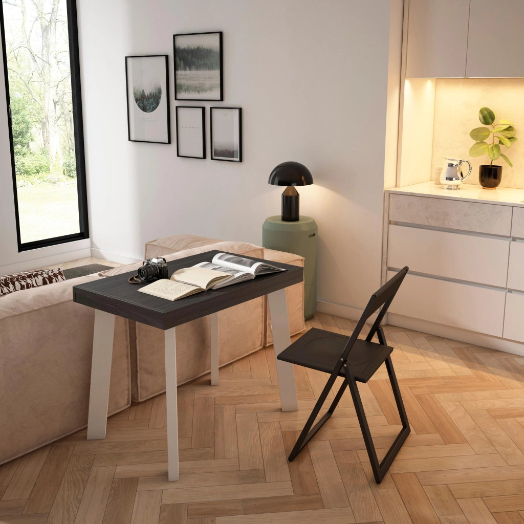 Consolle allungabile, 222x90x73cm, Per 10 persone, Gambe in legno, Nero RF3012