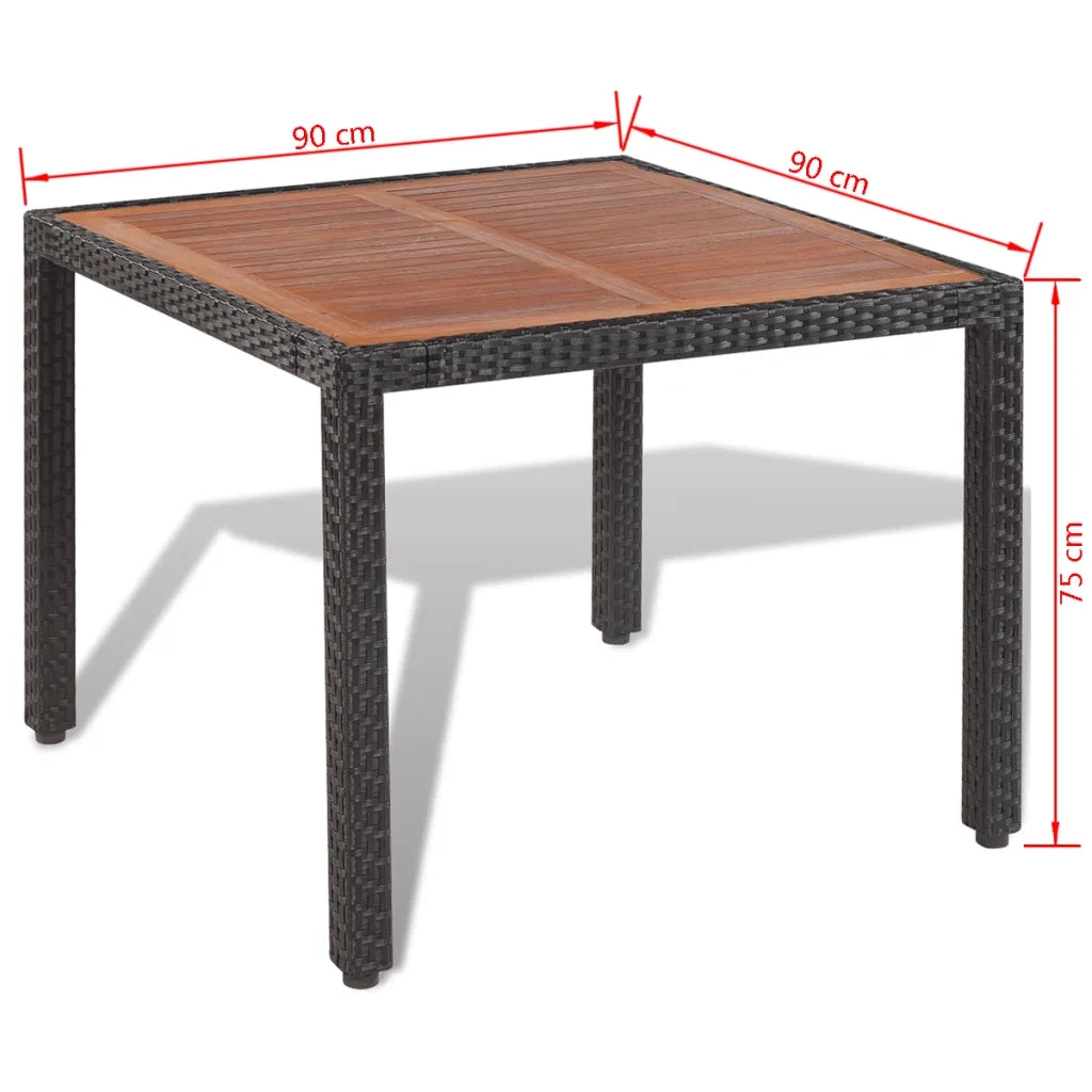 Set da Pranzo da Giardino 5 pz con Cuscini in Polyrattan Nero 41307
