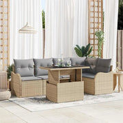 Set Divano da Giardino 6 pcs Beige Rattan in Polipropilene