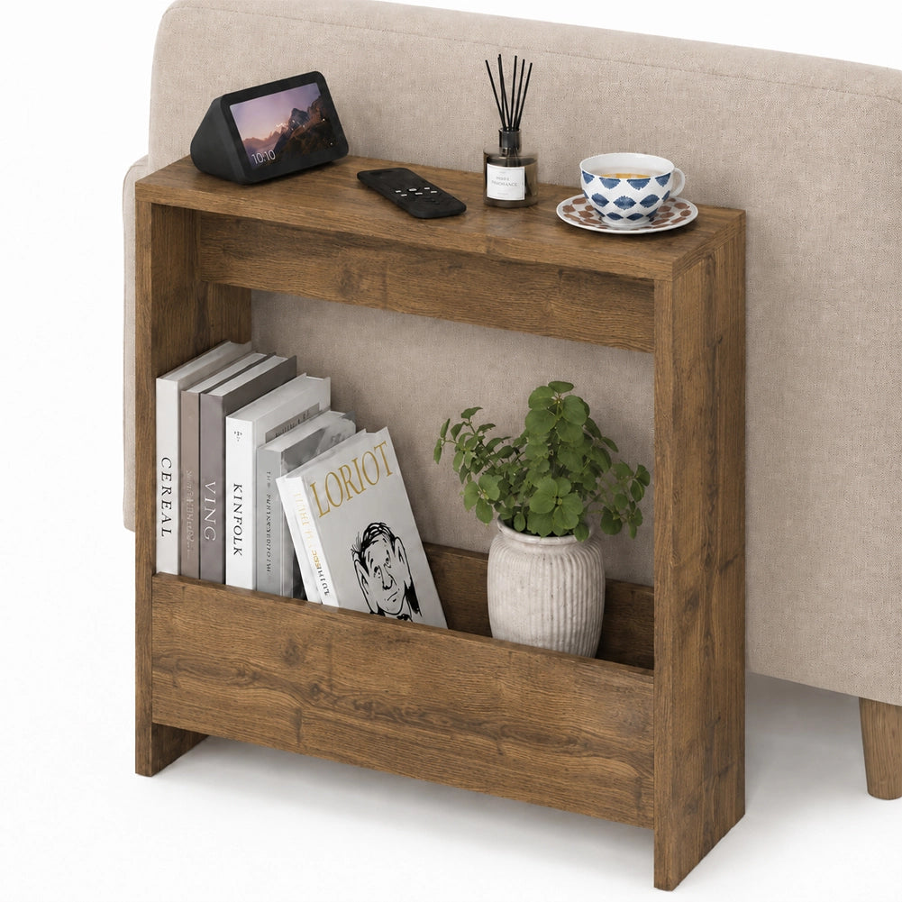 Tavolino Laterale Divano Rovere Tavolo Salvaspazio Multifunzione 55x20x60cm