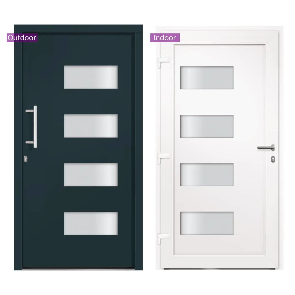 Porta d'Ingresso in Alluminio e PVC Antracite 100x210 cm
